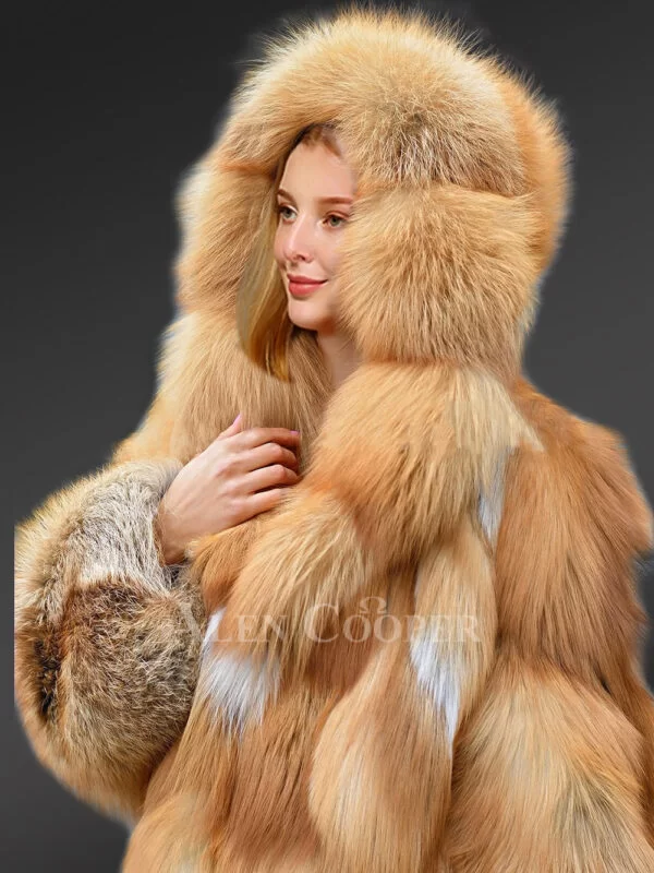 Luxury Gold Fox Fur Jacket for Women Is Elegant, Soft and Warm - Image 4