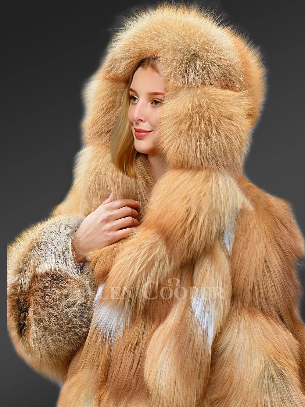 LUXURY WHITE fox Fur Full coat with Whole skins,long coat, luxury fur coat