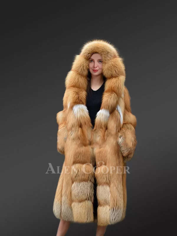 Luxury Gold Fox Fur Jacket for Women Is Elegant, Soft and Warm - Image 3