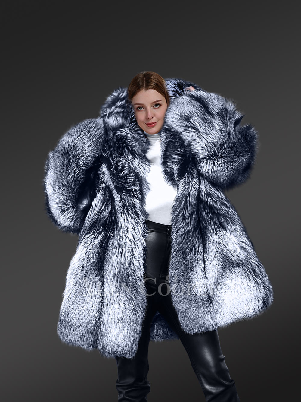 Luxury Silver Fox Fur Jacket for Women