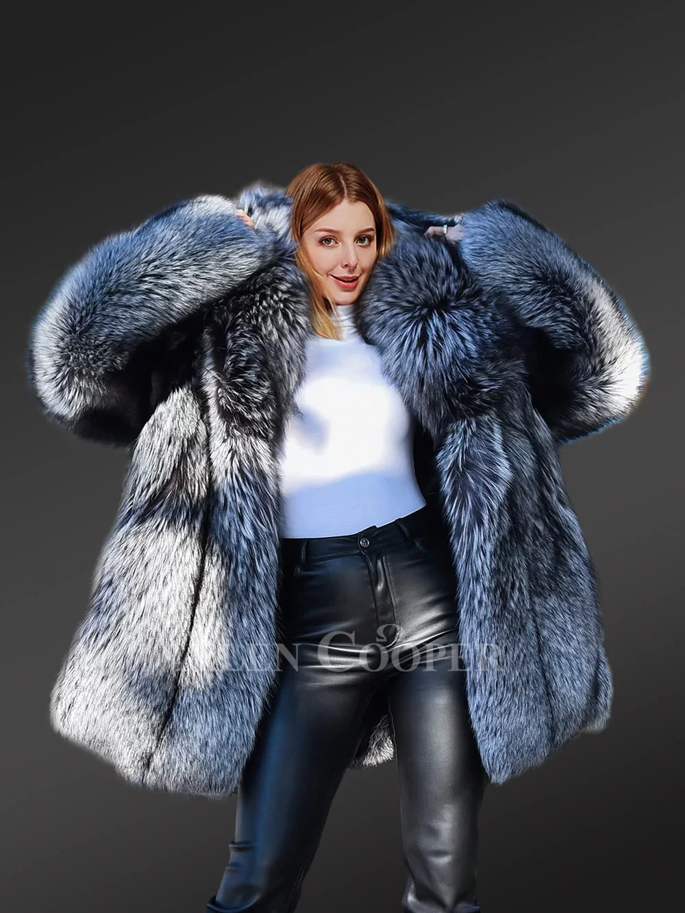 Luxury Silver Fox Fur Jacket for Women