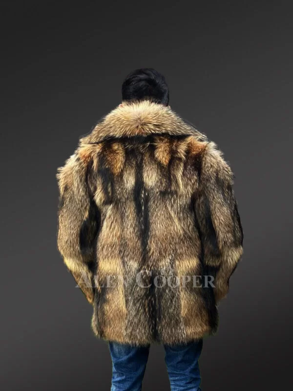 Pea-Length Loose Fit Raccoon Fur Jacket for Men - Image 8
