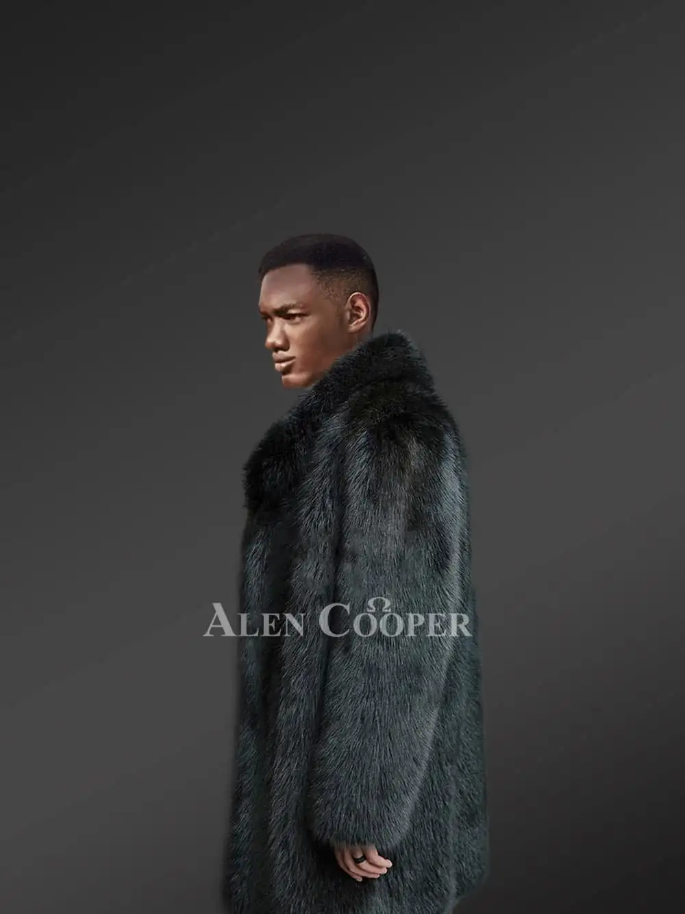 Men’s 3/4 Length Black Raccoon Fur Coat with a Real Masculine Aura - Image 3