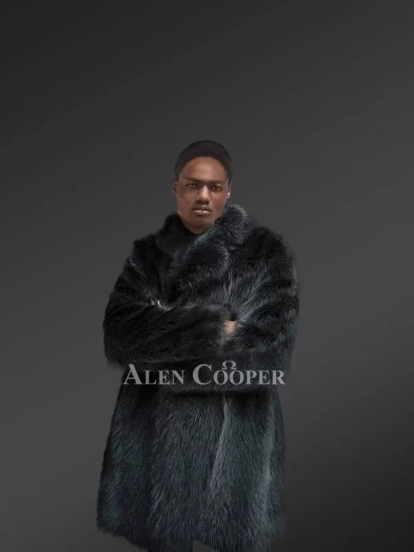 Men’s 3/4 Length Black Raccoon Fur Coat with a Real Masculine Aura - Image 7