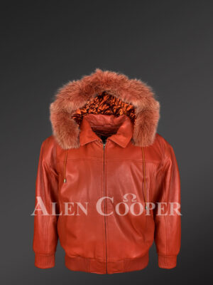 Men’s Bomber with Hood and Fox Fur Trim