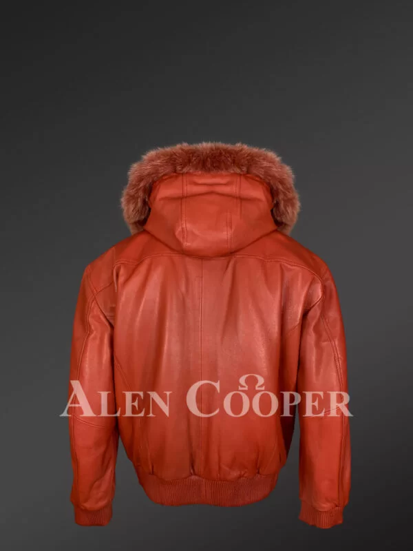 Men’s Bomber with Hood and Fox Fur Trim - Image 4
