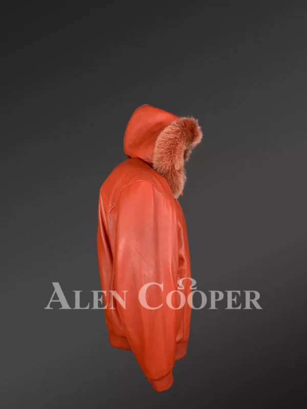 Men’s Bomber with Hood and Fox Fur Trim - Image 3