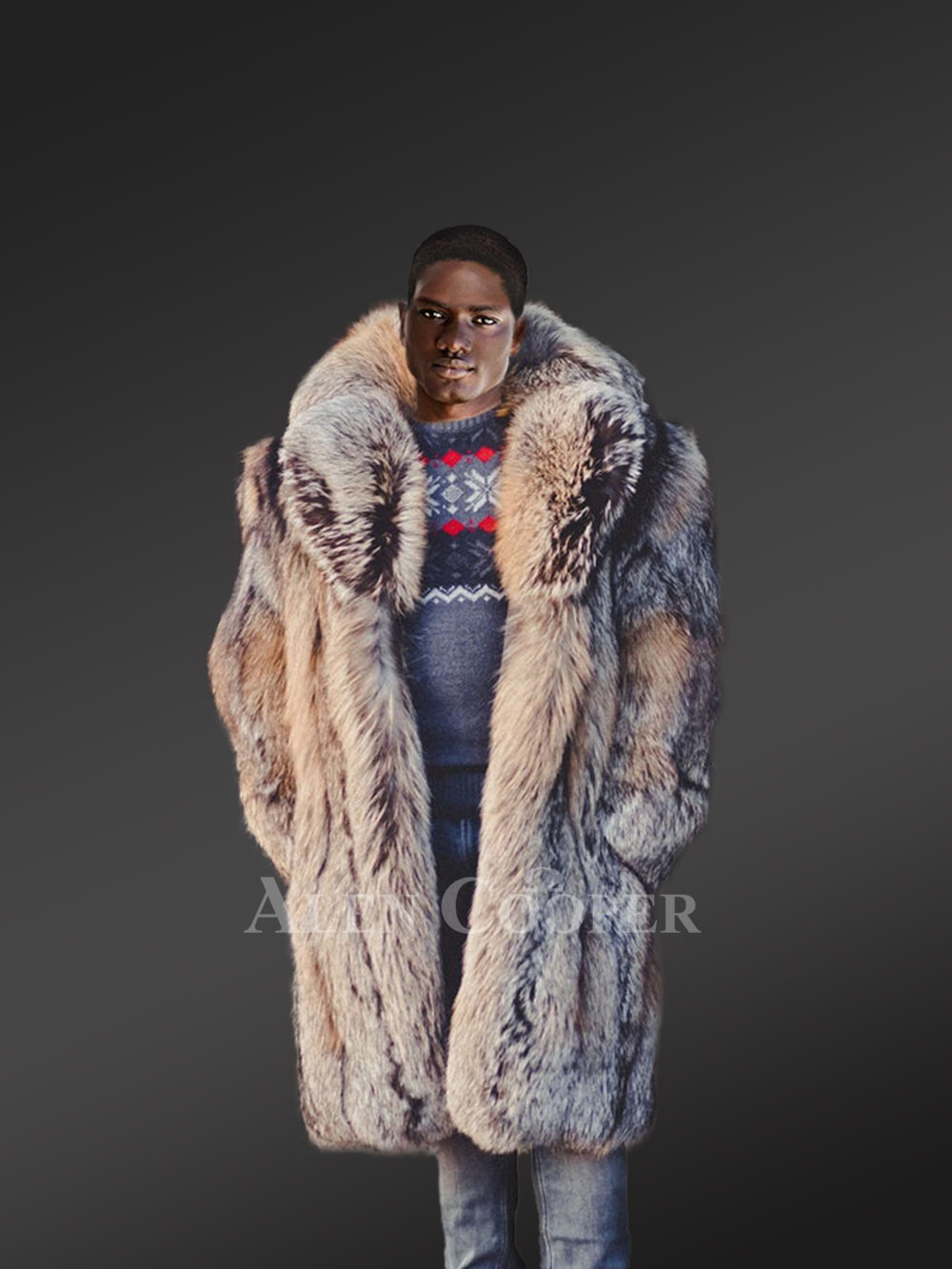 approach details Founder Crystal Fox Fur Coat for Men is an Exclusive Winter Outfit