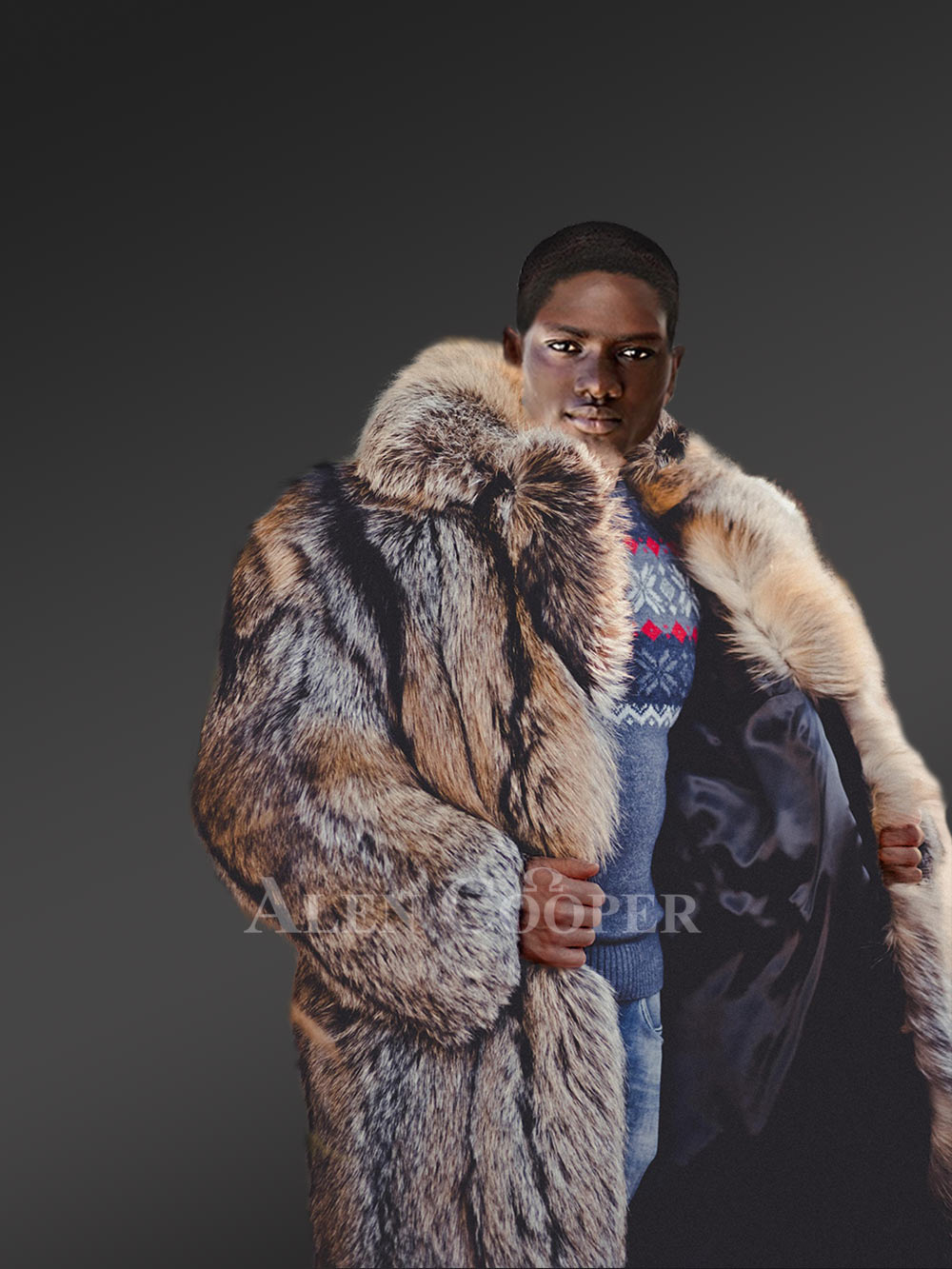 Crystal Fox Fur Coat for Men is an 