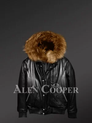 Men’s Puffy Bomber Jacket with Original Fur