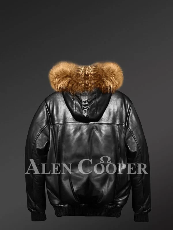 Men’s Puffy Bomber with Original Fur Hood - Image 4