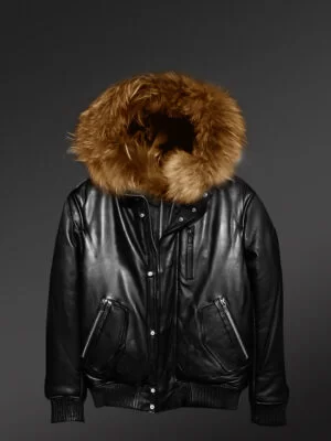 Mens Puffy Bomber with Original Fur Hood