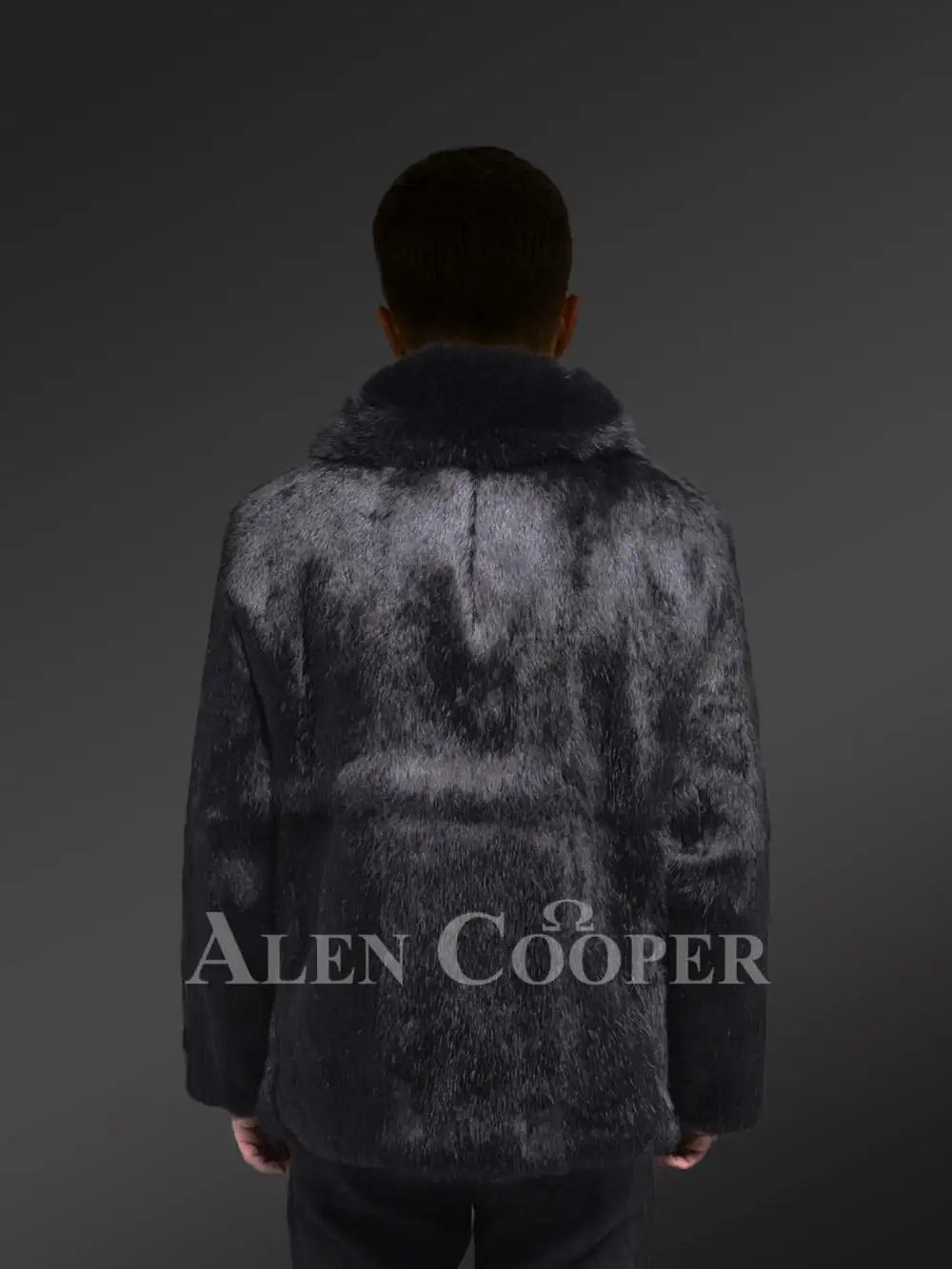 Rabbit Fur Men Coat with Fox Fur Collar - Image 3