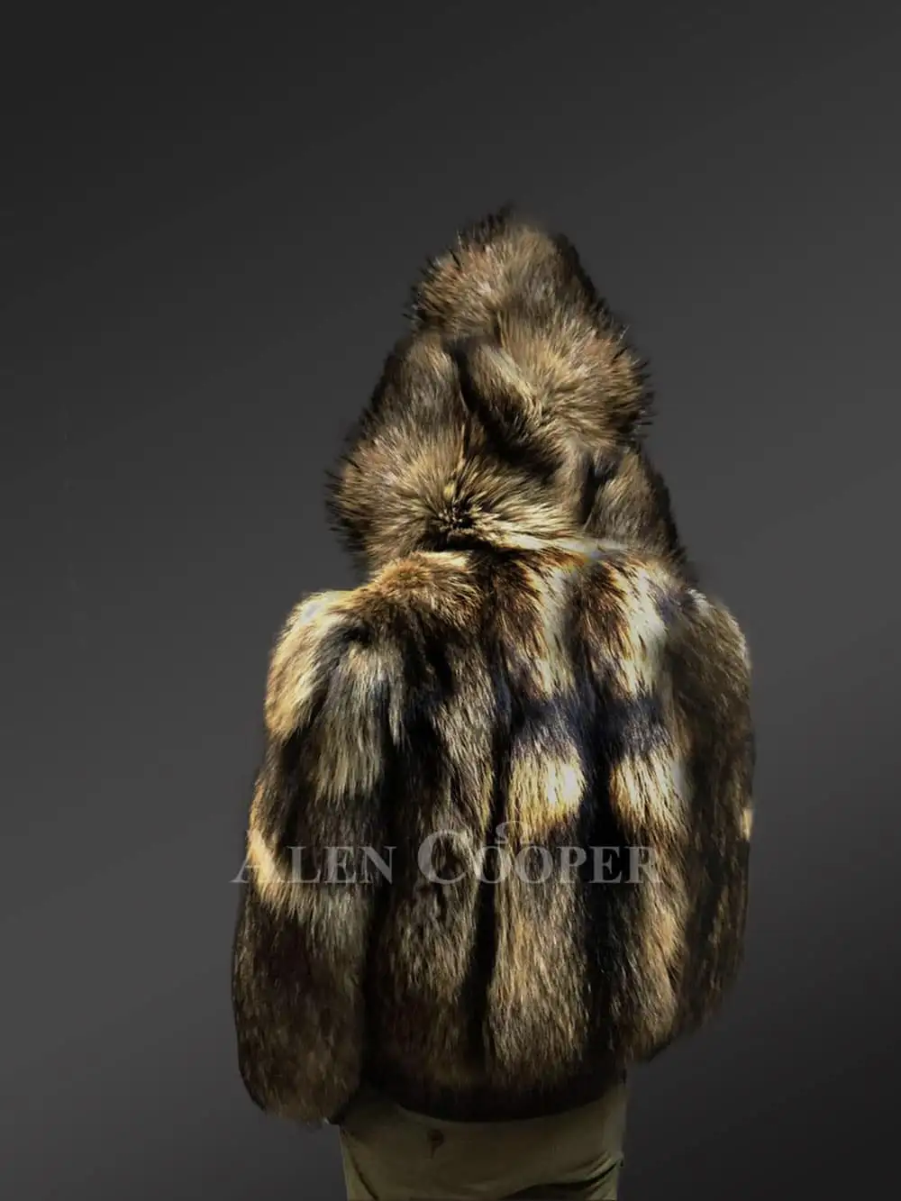 Men’s Raccoon Fur Bomber Coat for Men - Image 2