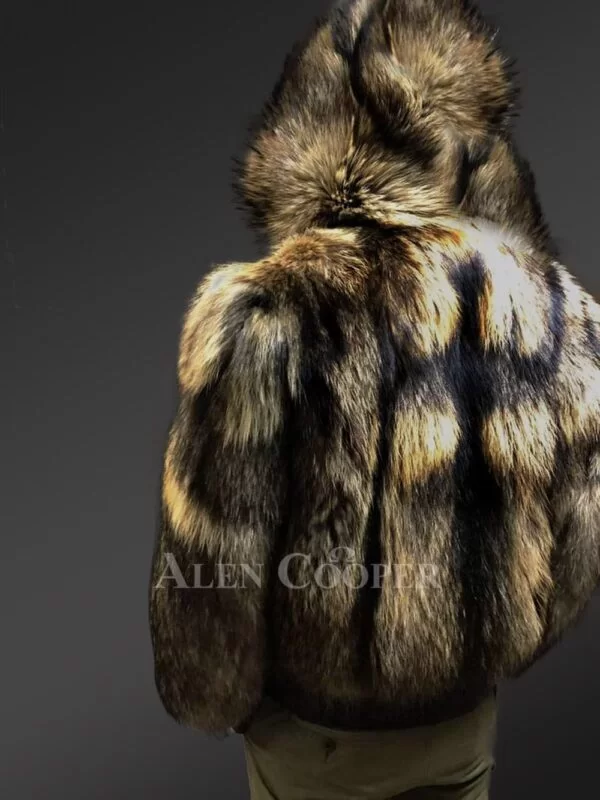 Men’s Raccoon Fur Bomber Coat for Men - Image 3