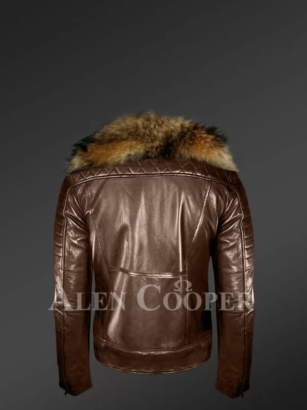 Rabbit Fur Lined Bomber Coat With Raccoon Fur Collar, Winter Coat