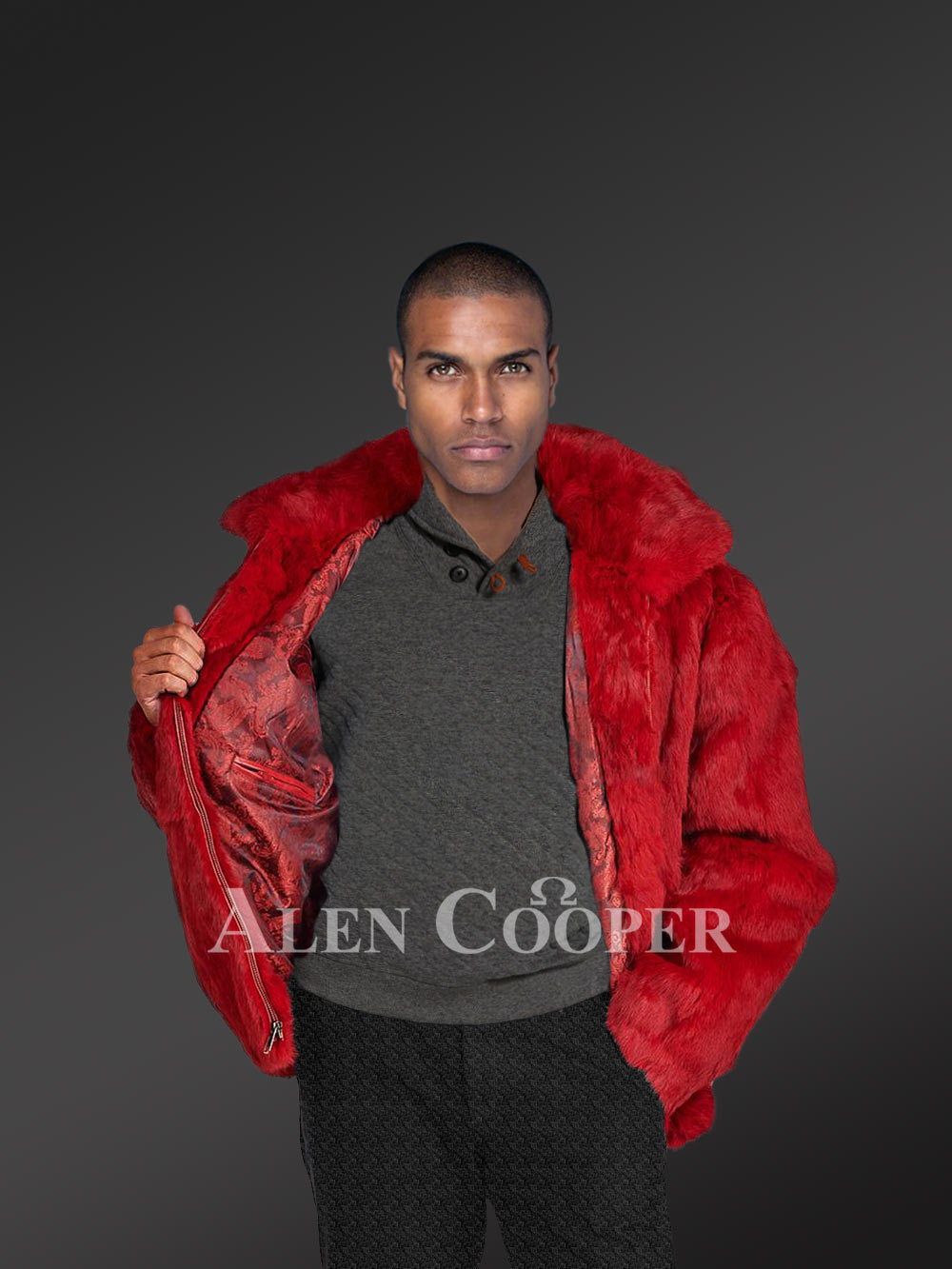 Natural Rabbit Fur Bomber with Zip-Up Front - Image 5