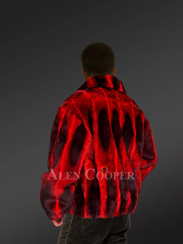 Men’s Reddish Chinchilla-Look Double Collar Original Fur Coats - Image 6