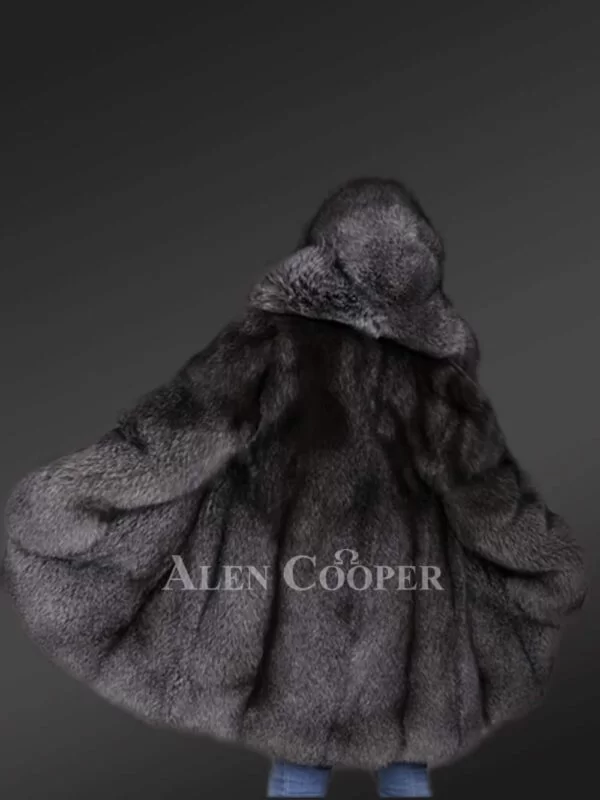 Slate Grey Fur Coat For Women - Image 6