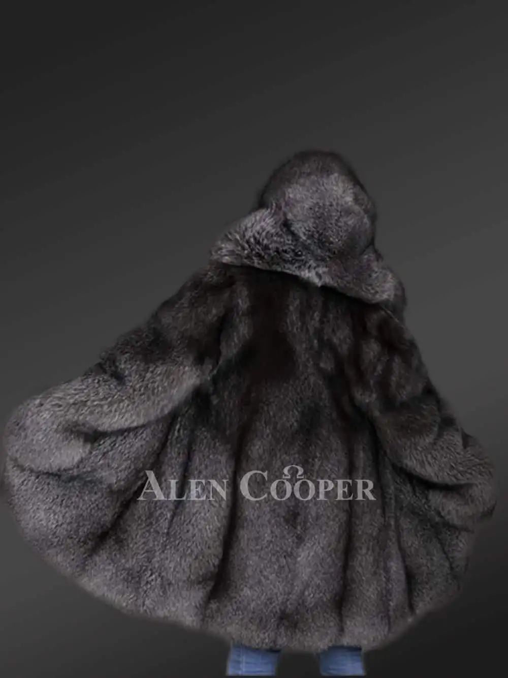 Slate Grey Fur Coat For Women - Image 6