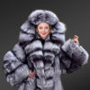Womens Mid Length Fox Fur Coat