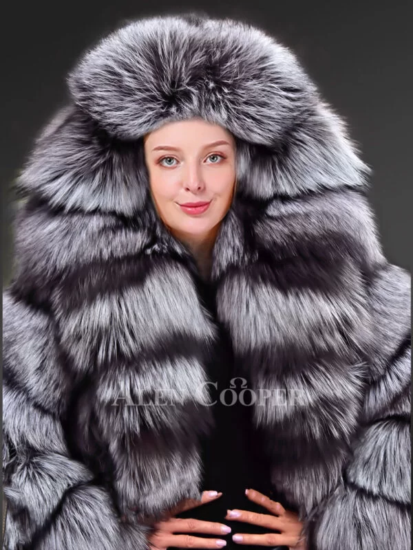 Women's Mid Length Coat in Fox Fur - Image 6