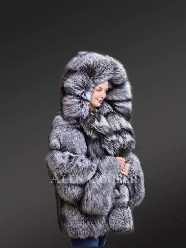 Women's Mid Length Coat in Fox Fur - Image 7