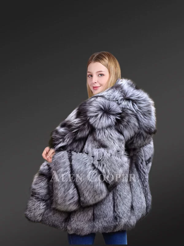 Women's Mid Length Coat in Fox Fur - Image 8