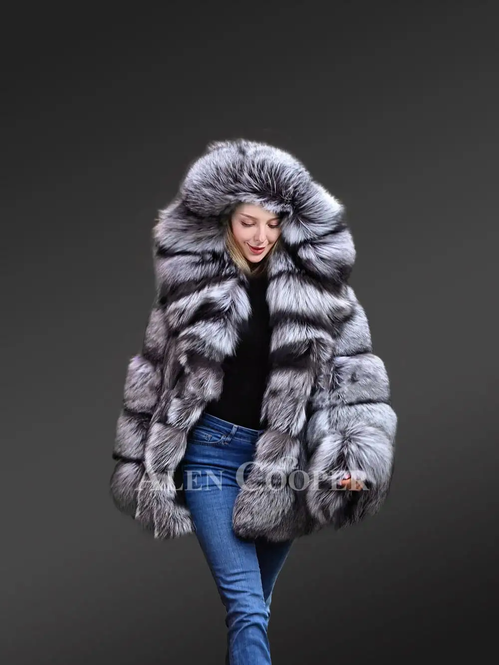 Womens Mid Length Fox Fur Coat Embracing Restful Warmth with Luxuriance - Image 5
