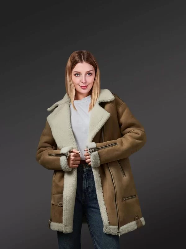 Medium Length Sheepskin Shearling Coat