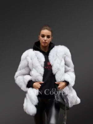 Brown Grey Oversized Fur