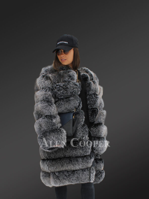 Coffee Brown Paragraph Coat Till Knee Length For Women - Image 3