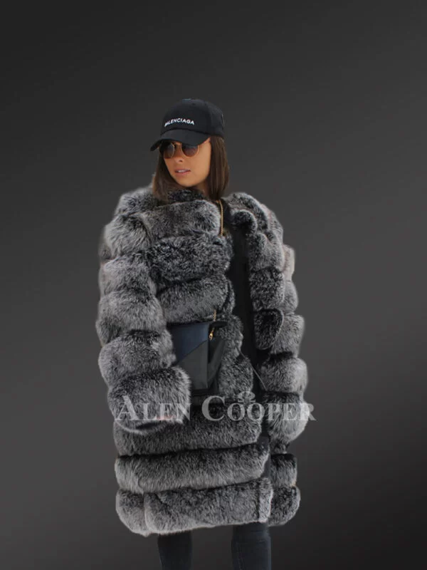 Coffee Brown Paragraph Coat Till Knee Length For Women - Image 3
