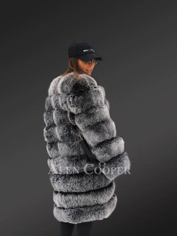 Coffee Brown Paragraph Coat Till Knee Length For Women - Image 4