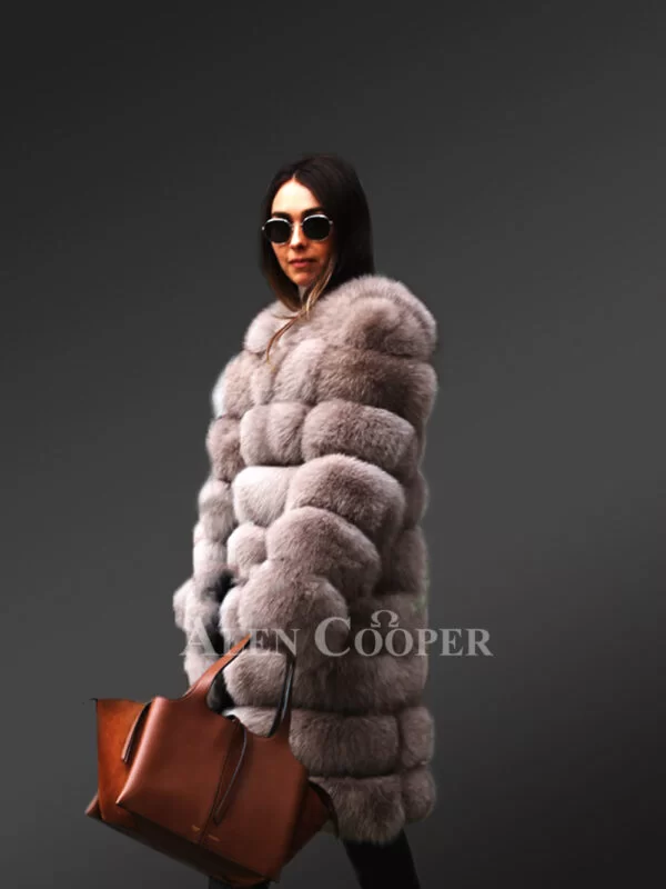 Coffee Brown Paragraph Coat Till Knee Length For Women - Image 5