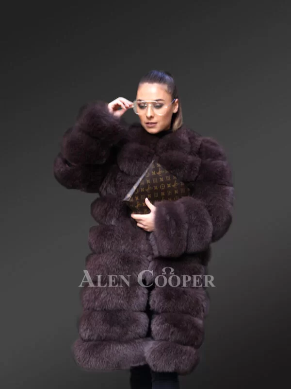 Coffee Brown Paragraph Coat Till Knee Length For Women - Image 2
