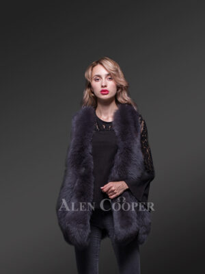 Black A-line fur vest