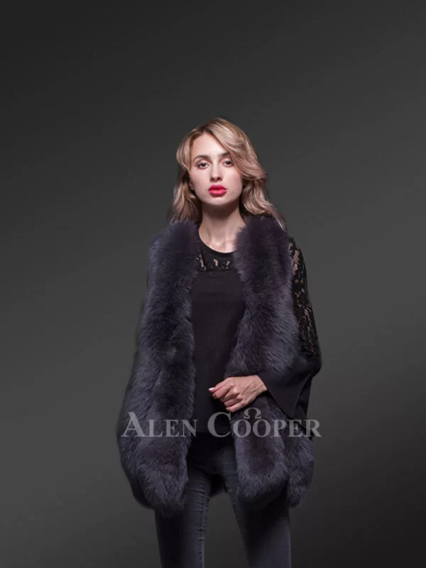 Black A-line fur vest