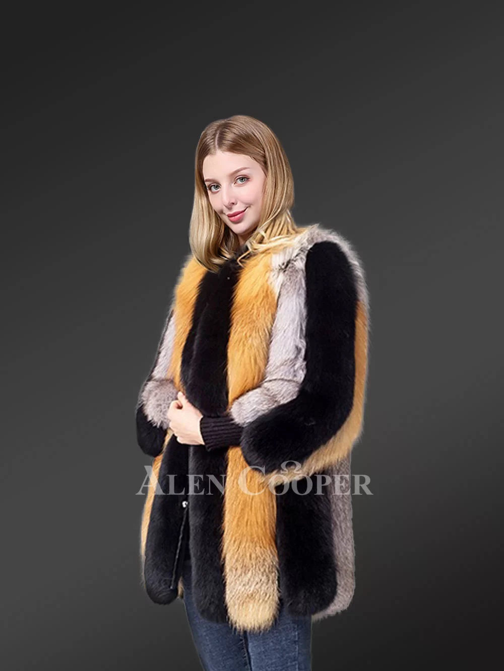 Alen Cooper Luxury White Fox Fur Full Coat for Women Is A Perfect Winter Collection