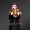 Black Mink Fur Coat with Fox Fur Lapel