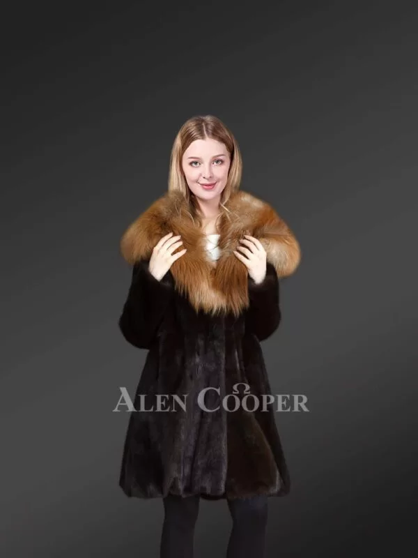 Mink-Fur-Coat-With-Red-Fox-Fur-Hood-And-Lapels-For-Women