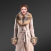 Shearling Coat with Racoon Fur