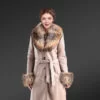 Shearling Coat with Racoon Fur