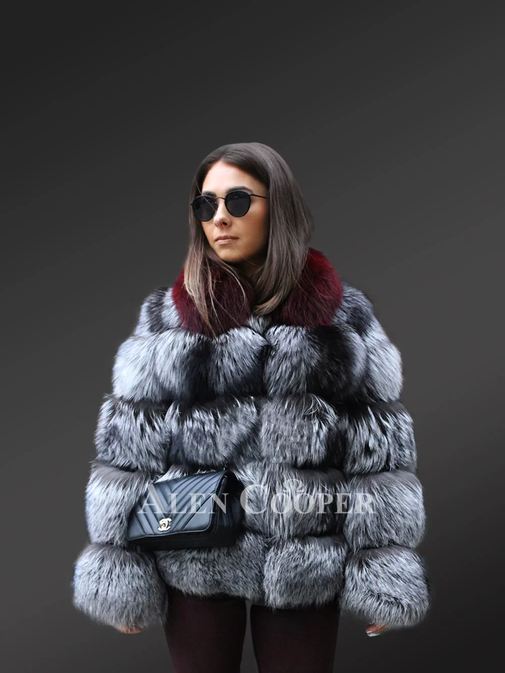 Off the shoulder fur jacket deals