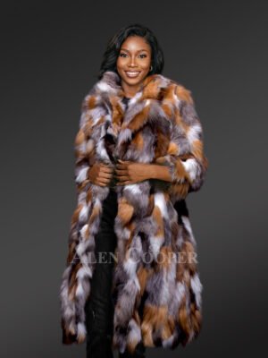 Multicolor Fox Fur Long Coat for Women Marks the Class of the Owner