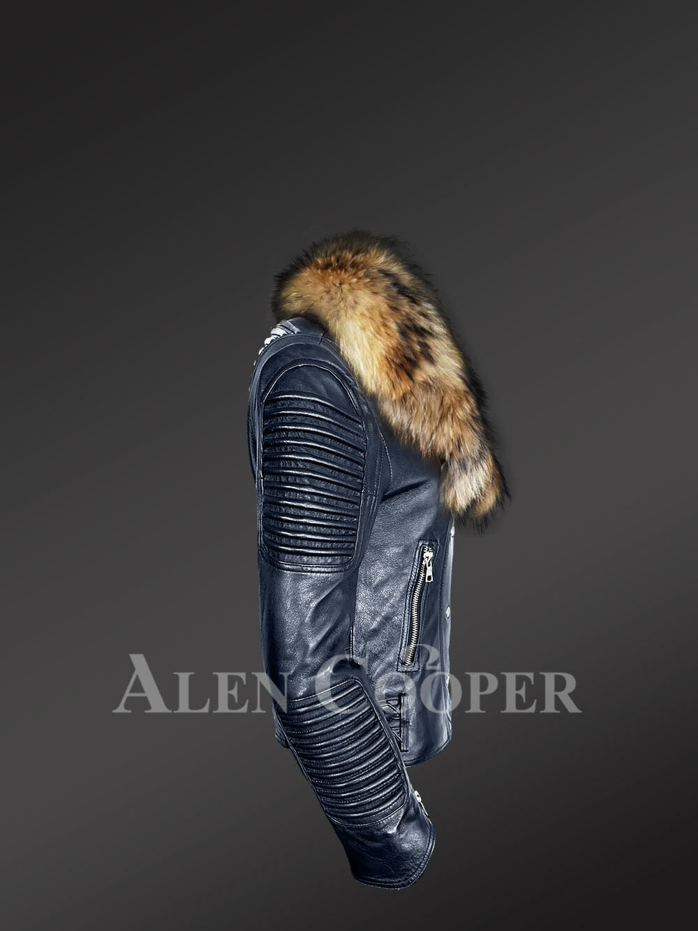 Biker Jacket With Fur And Piping - Image 5