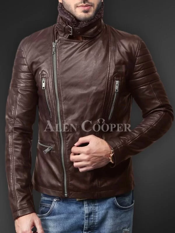 Lambskin Leather Biker Jacket for Men with Many Fascinating Features - Image 2