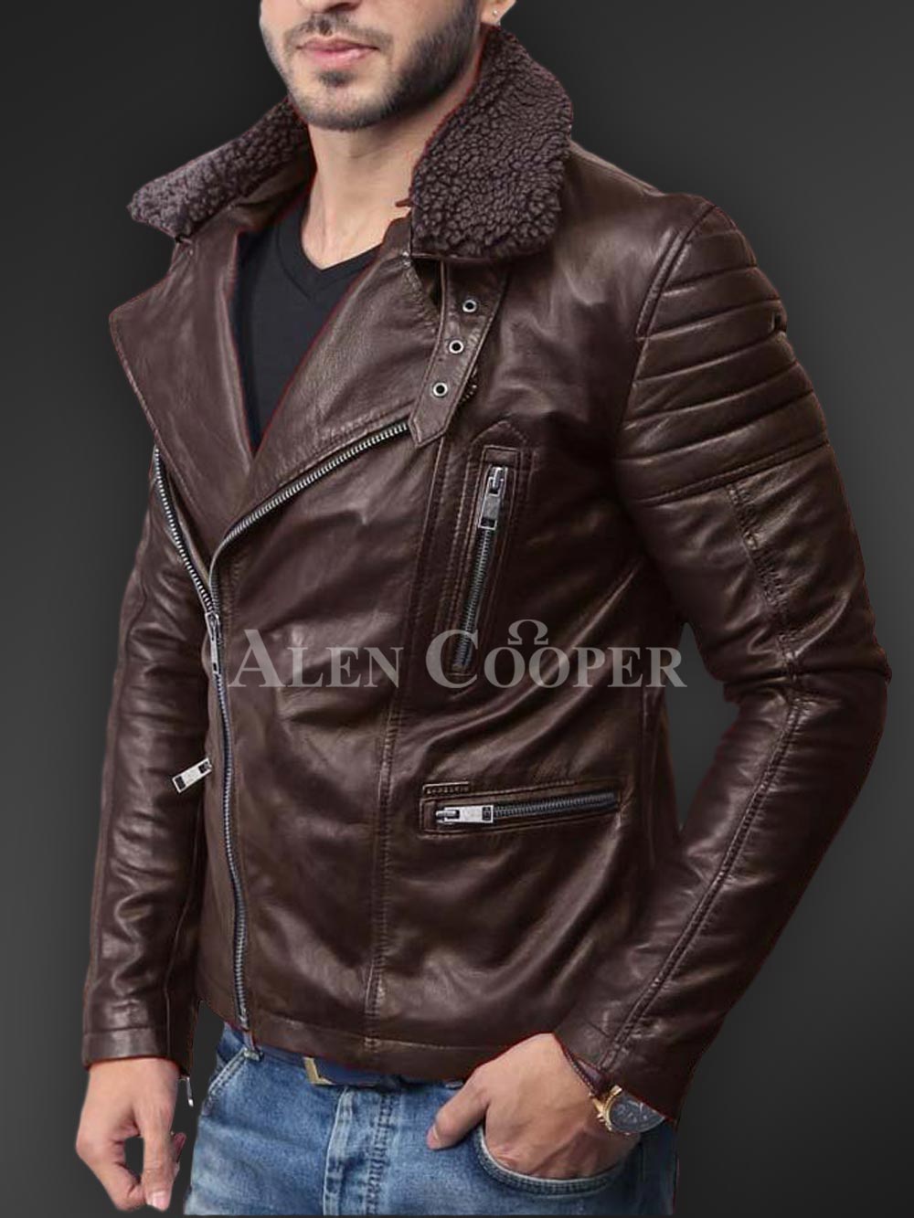 Lambskin Leather Biker Jacket for Men with Many Fascinating Features - Image 10