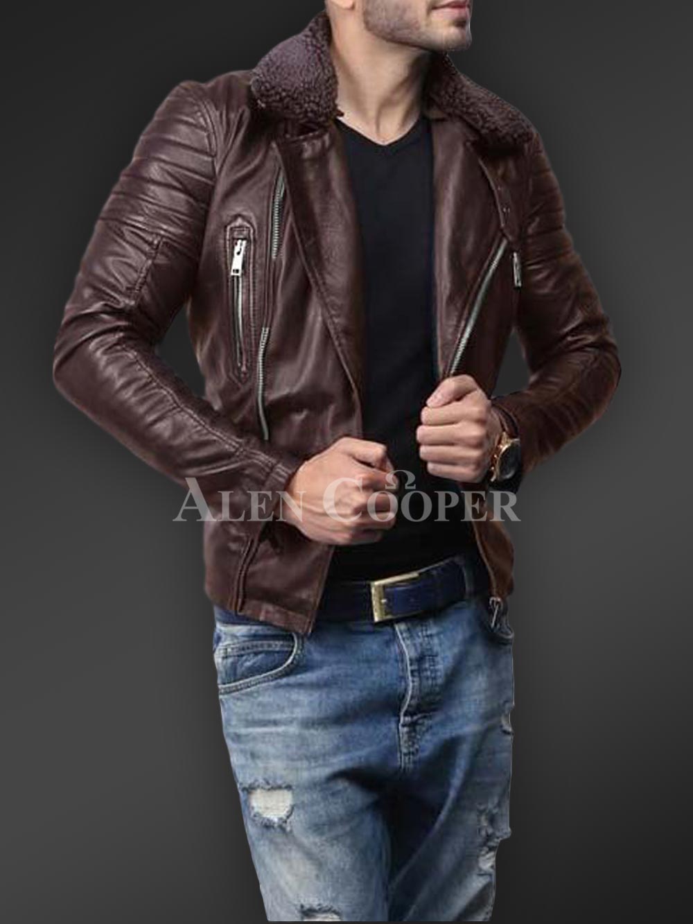Lambskin Leather Biker Jacket for Men with Many Fascinating Features - Image 6