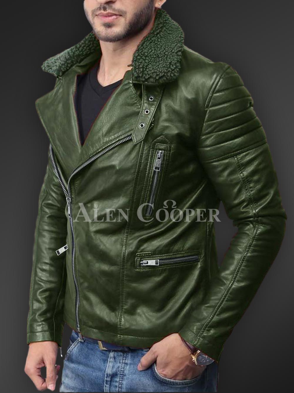 Lambskin Leather Biker Jacket for Men with Many Fascinating Features - Image 12